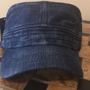 Dark blue denim style military cap